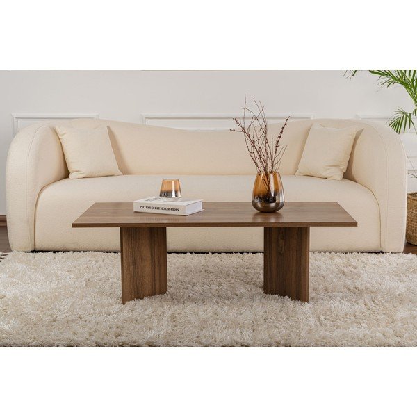 Măsuță de cafea maro închis cu aspect de lemn de nuc 60x119 cm Sabin – Kalune Design-image-2