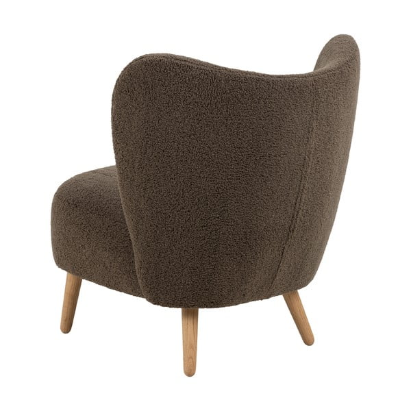 Fotoliu maro cu tapițerie din țesătură bouclé Elmont – Actona-image-3