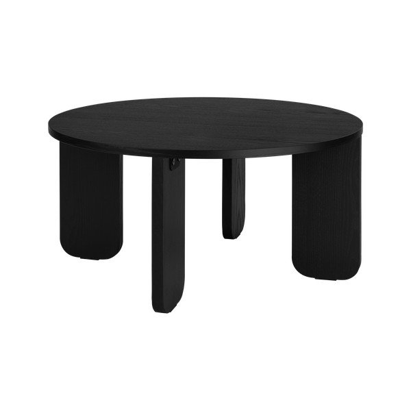 Măsuță de cafea neagră rotundă cu blat cu aspect de lemn de stejar ø 75 cm Kuvu – noo.ma