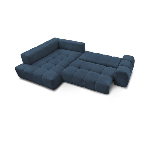 Colțar albastru închis extensibil/cu spațiu de depozitare cu tapițerie din chenille (cu colț pe partea stângă/în formă de ”L”) Everest – Bobochic Paris-image-4