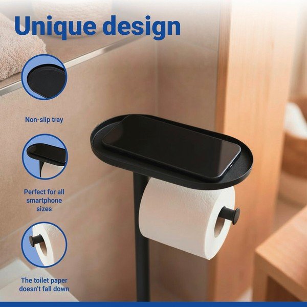 Suport pentru hârtie igienică negru din plastic Albella – Wenko-image-4