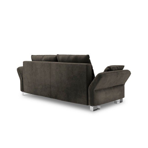 Canapea extensibilă cu 3 locuri și tapițerie de catifea Windsor & Co Sofas Pyxis, maro închis-image-3