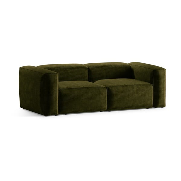 Canapea verde cu tapițerie din catifea reiată  224 cm Bergamo – Cosmopolitan Design-image-2