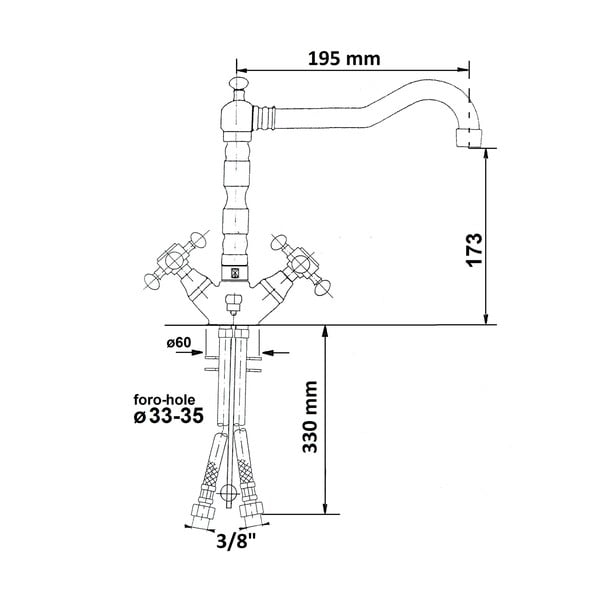 Baterie în culoarea bronzului pentru chiuvetă înaltă Antea – Sapho-image-4