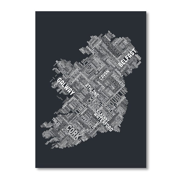 Poster Irlanda Americanflat Towns, 60 x 42 cm, negru