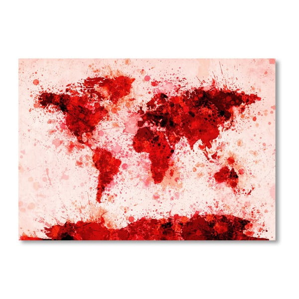 Poster cu harta lumii Americanflat Spot, 60 x 42 cm, roșu