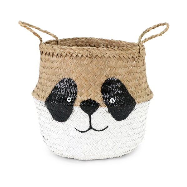 Coș de jucării pentru copii alb/în culoare naturală din iarbă-de-mare ø 25x24 cm Panda – Compactor