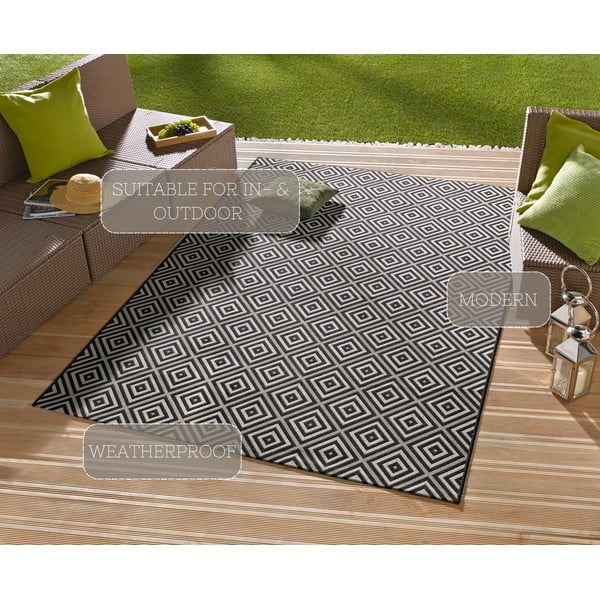 Traversă de exterior NORTHRUGS Karo, 80 x 150 cm, negru-alb-image-3
