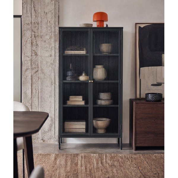 Vitrină verde-închis din metal 90x190 cm Bronco – Unique Furniture-image-3