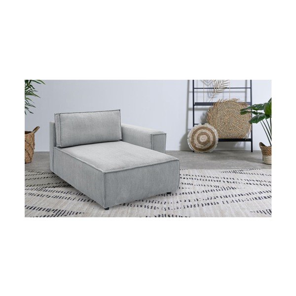 Modul pentru canapea gri deschis cu tapițerie din catifea reiată  (cu colț pe partea dreaptă) Nihad modular – Bobochic Paris-image-1