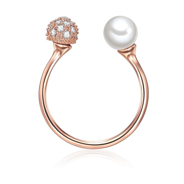 Inel cu perlă albă Perle, măr. 52, auriu roz