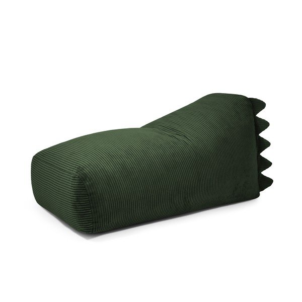 Fotoliu puf pentru copii verde cu tapițerie din catifea reiată Snug 130 Dragon – SLOWDOWN
