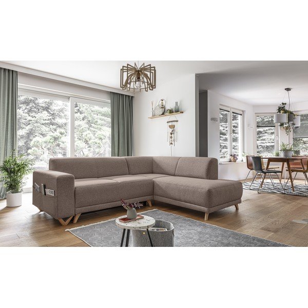 Colțar maro extensibil/cu spațiu de depozitare (cu colț pe partea dreaptă/în formă de ”L”) Classy Sophie – Miuform-image-3