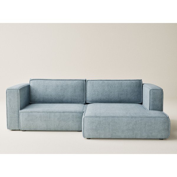 Colțar albastru deschis extensibil/cu spațiu de depozitare cu tapițerie din chenille (cu colț pe partea dreaptă/cu șezlong) Velto – Maison de Rêve-image-2