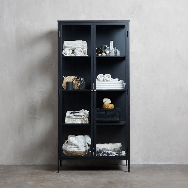 Vitrină neagră din metal 90x190 cm Carmel – Unique Furniture-image-4