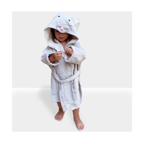 Halat pentru copii alb/gri M din bumbac Mouse - Rocket Baby-image-2