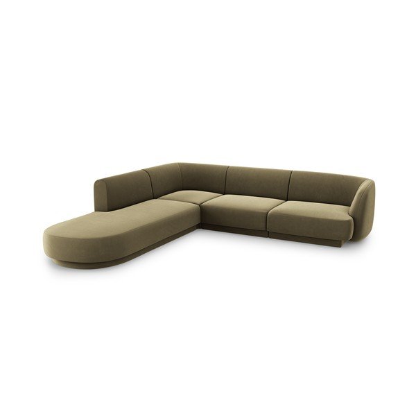 Colțar verde cu tapițerie din catifea (colț pe partea stângă ) Miley  – Micadoni Home-image-3
