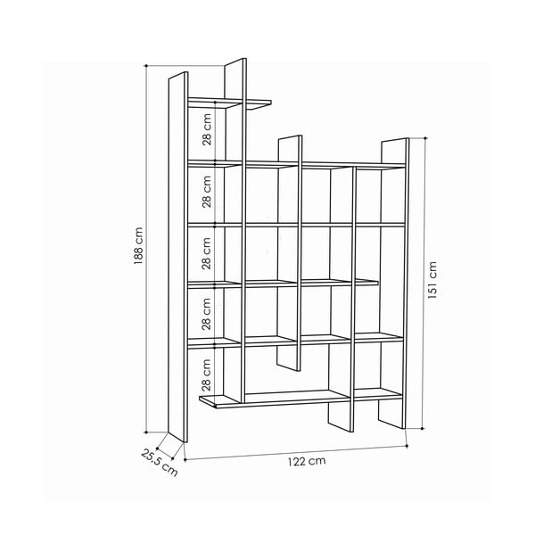 Bibliotecă în culoare naturală cu aspect de lemn de stejar 122x188 cm Manco – Kalune Design-image-2