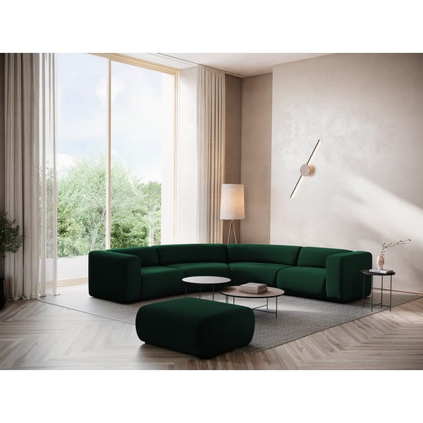 Taburet verde închis cu tapițerie din catifea Ekahi – Makamii-image-1