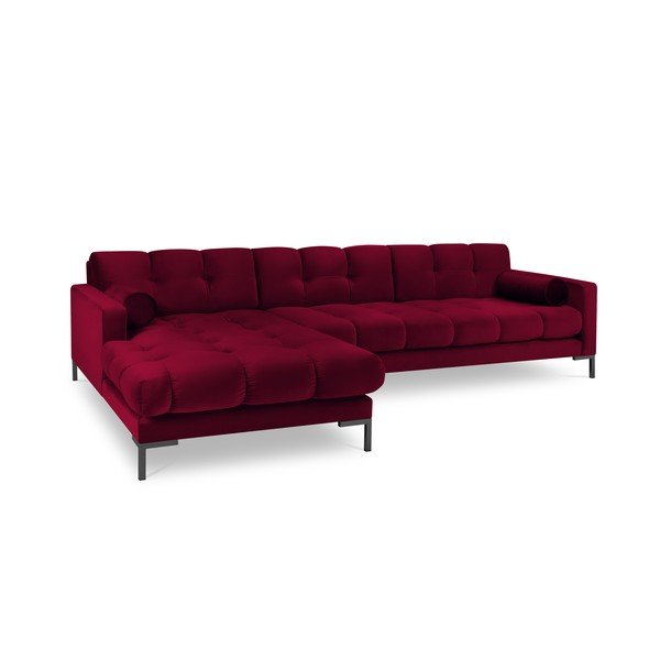 Colțar din catifea cu extensie pe partea stângă Cosmopolitan Design Bali, roșu-image-2