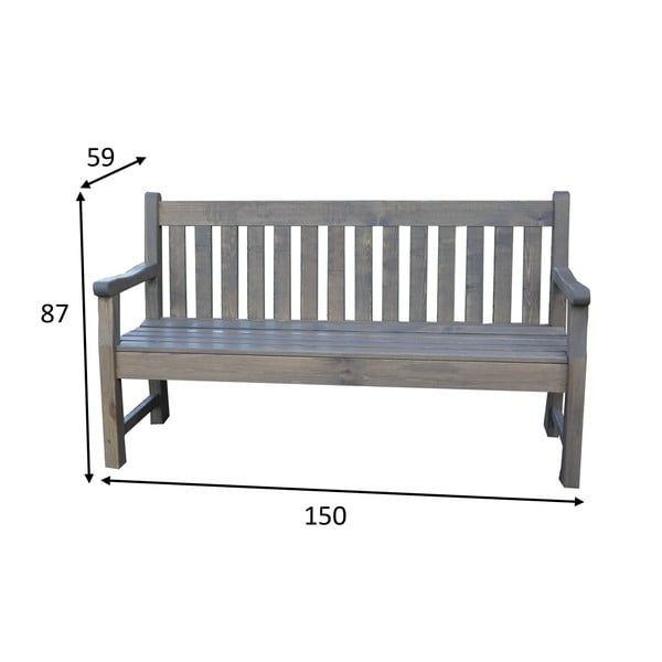 Bancă de grădină gri din lemn London - Rojaplast-image-3
