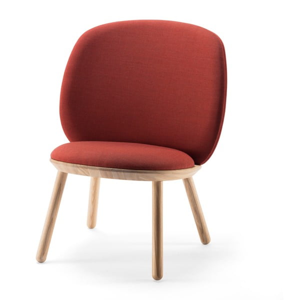 Fotoliu din lemn de frasin cu detalii din piele EMKO Naive, maro coniac-image-4