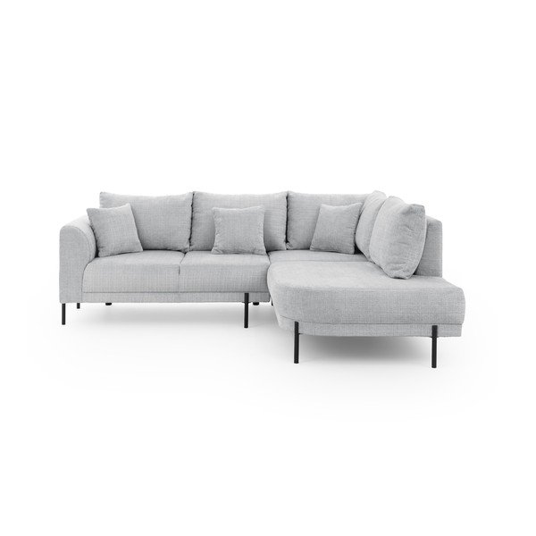 Colțar gri deschis cu tapițerie din chenille (cu colț pe partea dreaptă/în formă de ”L”) Mauris  – Ropez