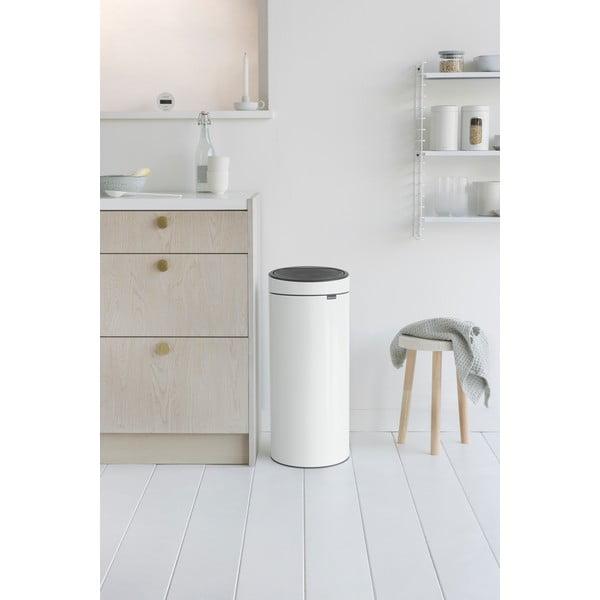 Coș de gunoi alb cu senzori de atingere din oțel 30 l Touch Bin – Brabantia-image-1