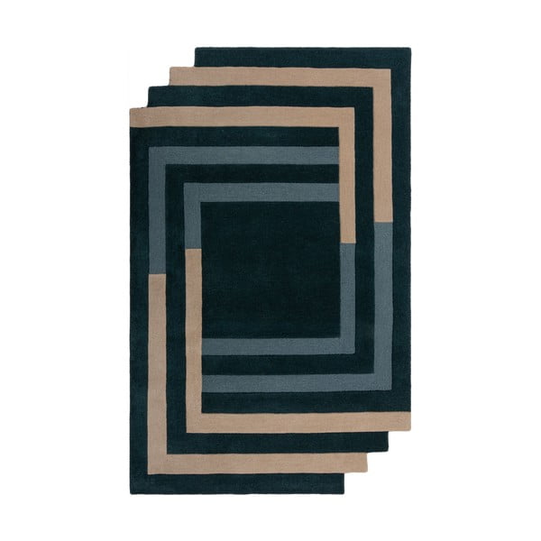 Covor verde închis țesut manual din lână 150x240 cm Labyrinth Shaped – Flair Rugs