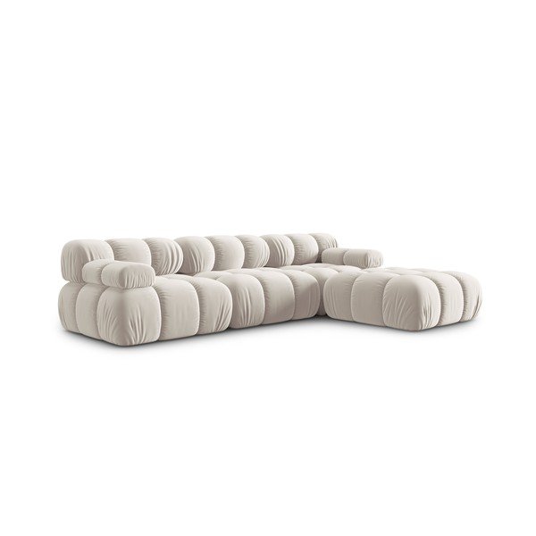 Colțar modular bej cu tapițerie din catifea (cu colț variabil) Bellis – Micadoni -image-3