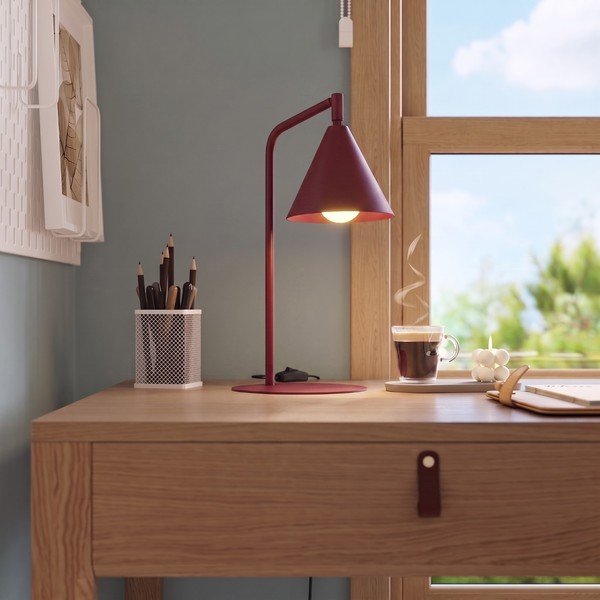 Veioză burgundy cu structură flexibilă din oțel (înălțime 35 cm) Zylo – Sollux-image-1