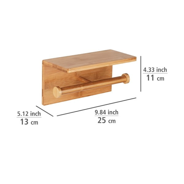 Suport pentru hârtie igienică de montat pe perete din bambus Duo Bambusa – Wenko-image-2