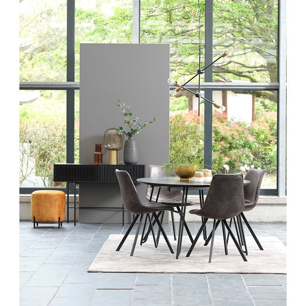 Masă tip consolă din lemn de stejar și picioare metalice Canett Oxford, lungime 120 cm-image-4