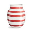 Vază din ceramică cu dungi Kähler Design Omaggio, înălțime 20,5 cm, alb-roșu