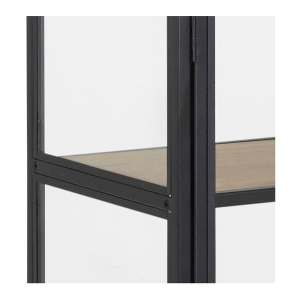 Vitrină cu rafturi în decor de stejar Actona Seaford, negru-image-1