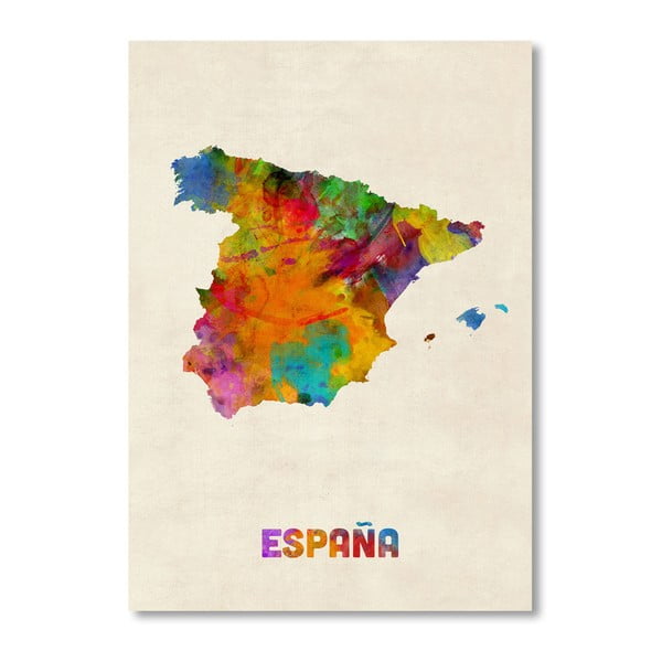 Poster cu harta Spaniei Americanflat Art, 60 x 42 cm, multicolor