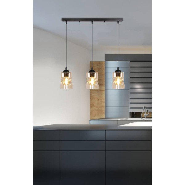 Lustră neagră cu abajur din sticlă 10x62 cm Felis – Candellux Lighting-image-1