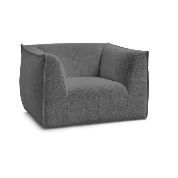 Fotoliu gri închis cu tapițerie din țesătură bouclé Giorgia – Bobochic Paris
