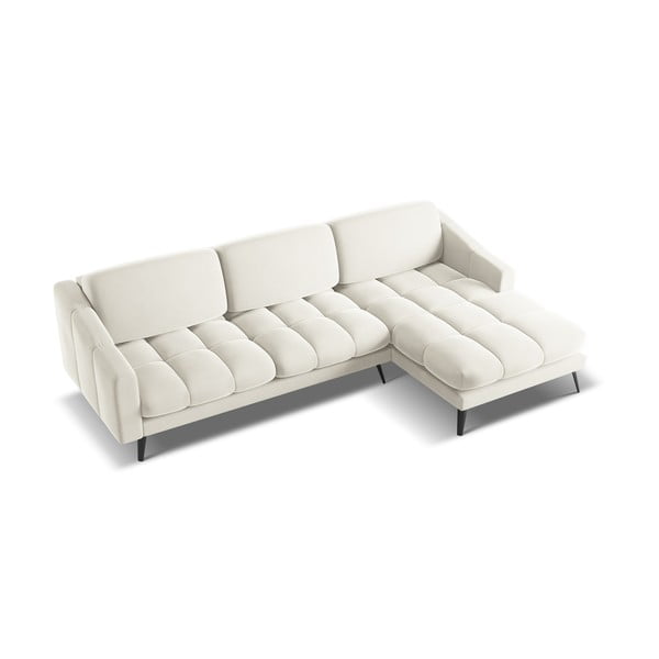 Colțar crem cu tapițerie din catifea (cu colț pe partea dreaptă) Nalu – Makamii-image-3