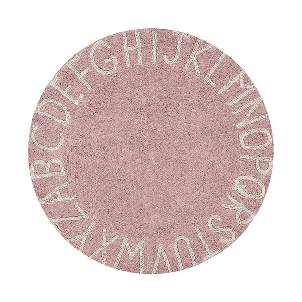Covor pentru copii roz deschis lavabil/țesut manual din bumbac ø150 cm ABC Vintage Nude – Lorena Canals