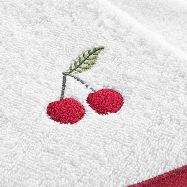 Prosop roșu/alb din bumbac frotir 60 cm Cerisette – douceur d'intérieur-image-1