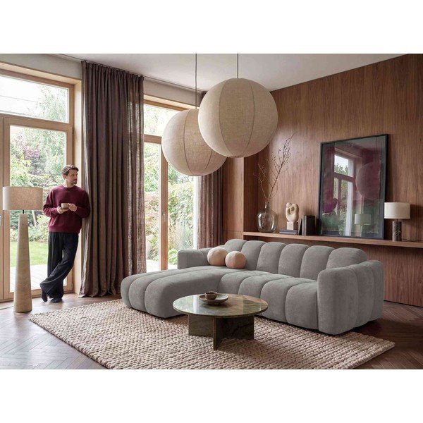 Colțar gri extensibil cu tapițerie din chenille (cu colț pe partea stângă) Michell – Miuform-image-1
