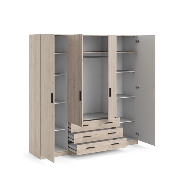 Șifonier în culoare naturală cu aspect de lemn de stejar 196x200 cm Sprint – Tvilum-image-4