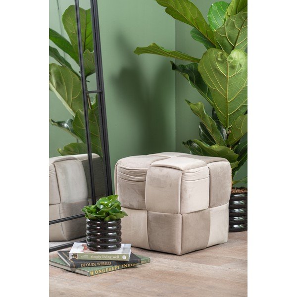Taburet gri cu tapițerie din catifea Weaved – Leitmotiv-image-1