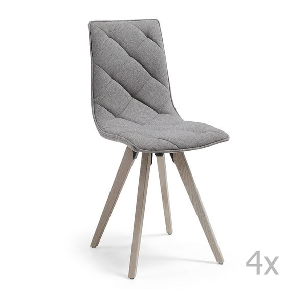Set 4 scaune cu picioare de lemn La Forma Tuk, gri