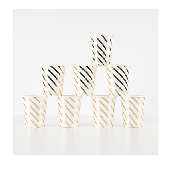Pahare de unică folosință 8 buc. din hârtie Gold Swirl – Meri Meri-image-4