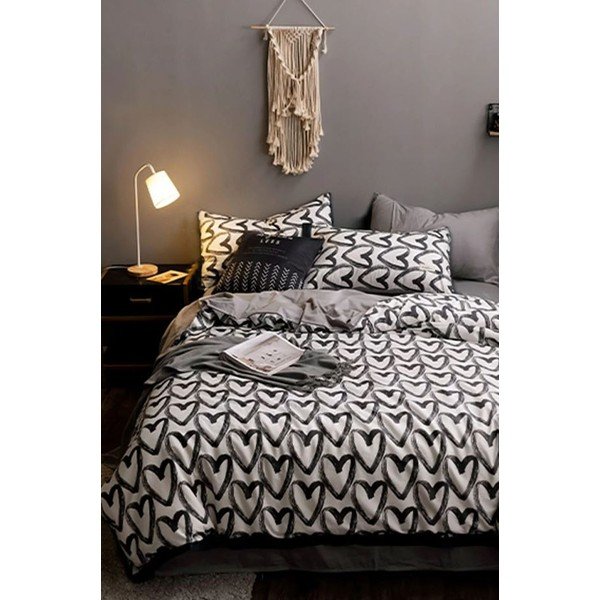 Lenjerie de pat alb-gri din bumbac pentru pat de o persoană-extins și cearceaf 160x220 cm – Mila Home