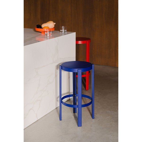 Scaun de bar albastru din oțel (înălțime șezut 65 cm) Doon – noo.ma-image-1
