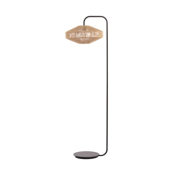 Lampadar negru mat/în culoare naturală cu abajur textil (înălțime 164 cm) Lyra – Light & Living