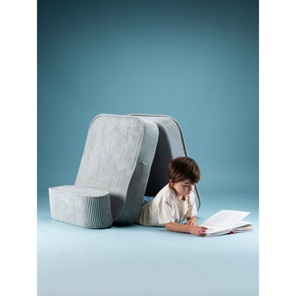 Fotoliu de copii verde mentă cu tapițerie din catifea reiată Flip – Wigiwama-image-1